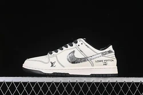 All categories Nk SB Dunk Series Nk SB Dunk Low High-end customized low-top sneakers Nike SB Dunk Low LV joint beige denim hook Anniversary high-end customized low-top casual sneakers JP1628-027